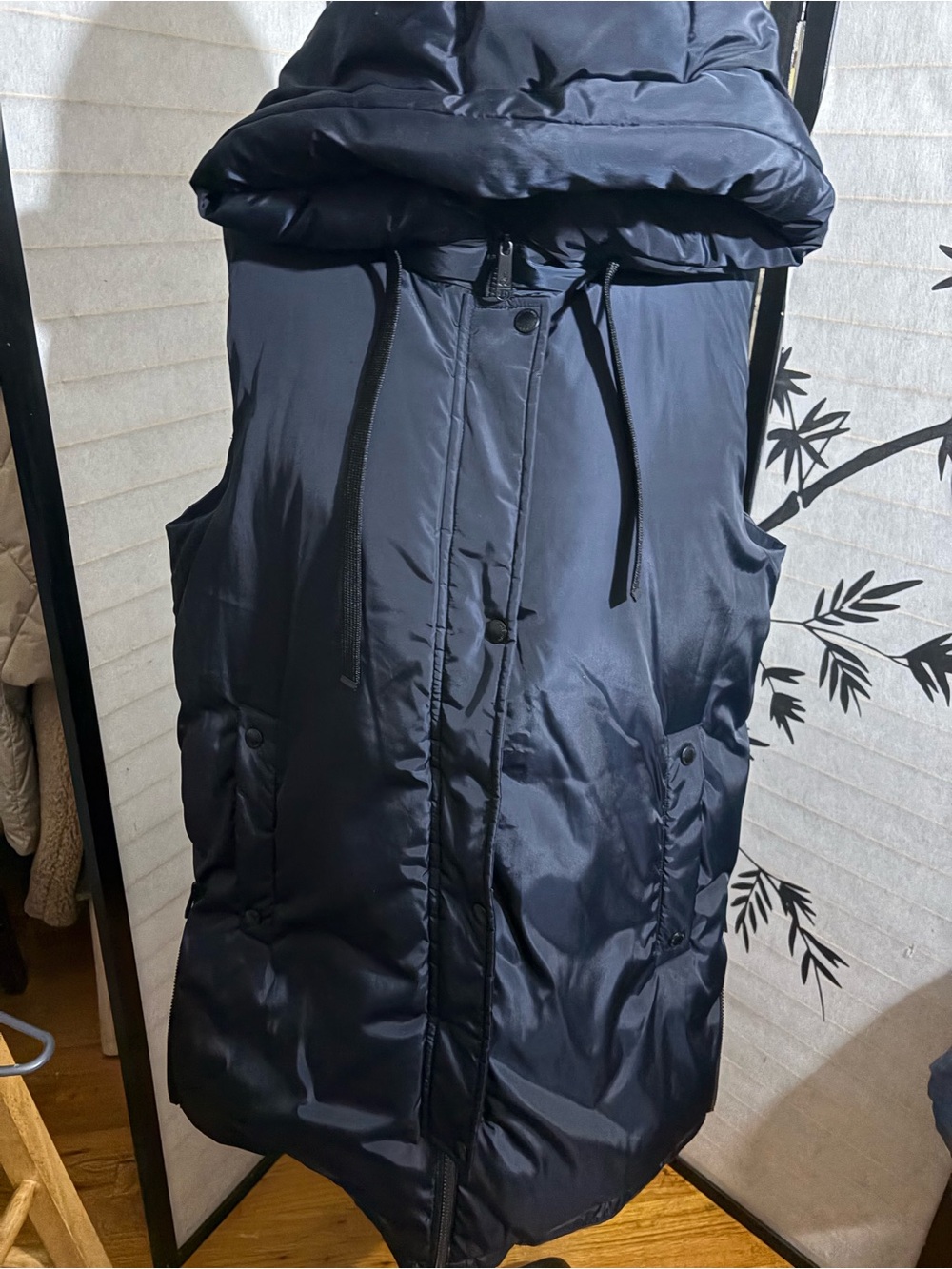 Sam Edelman Black Quilted Hooded Puffer Vest